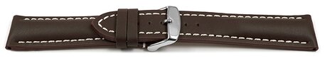 Correa reloj - Piel de ternera-acolchado grueso-lisa marrón - 19,21,23mm