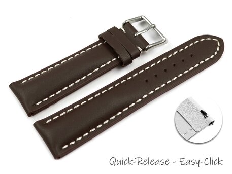 Correa reloj - Piel de ternera-acolchado grueso-lisa marrón - 19,21,23mm