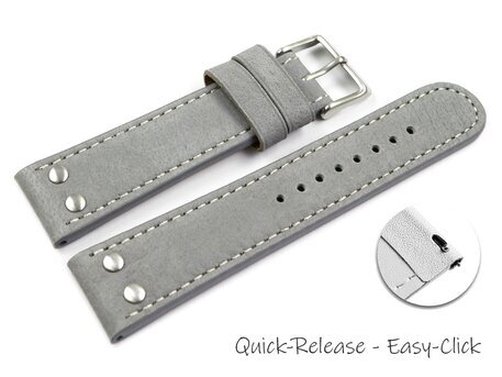 Schnellwechsel Uhrenarmband Wasserbffel Leder grau  20mm 22mm 24mm