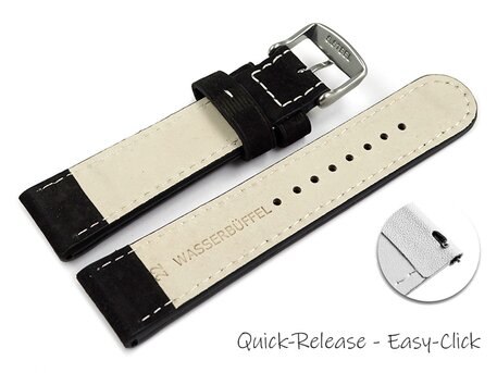 XL Schnellwechsel Uhrenarmband Wasserbffel Leder schwarz 18mm 20mm 22mm 24mm