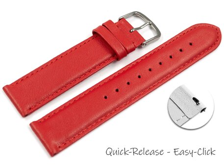 Schnellwechsel Uhrenarmband rot glattes Leder leicht gepolstert 12-26 mm