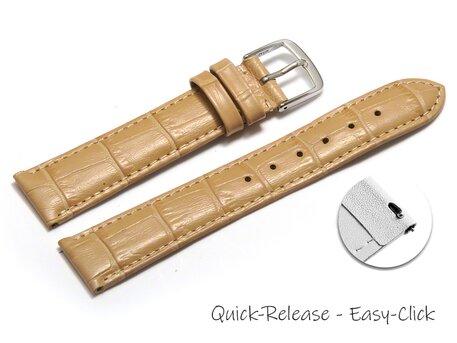 Schnellwechsel Uhrenarmband - echt Leder - Kroko Prgung - sand - 12-22 mm