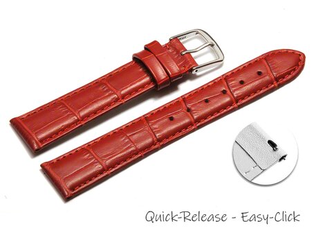 Schnellwechsel Uhrenarmband - echt Leder - Kroko Prgung - rot - 12-22 mm