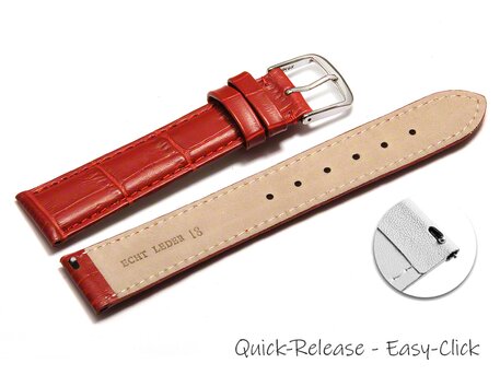 Schnellwechsel Uhrenarmband - echt Leder - Kroko Prgung - rot - 12-22 mm