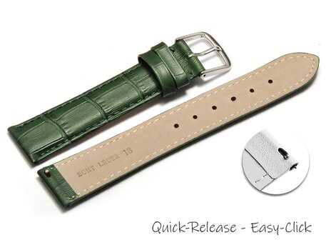 Schnellwechsel Uhrenarmband - echt Leder - Kroko Prgung - grn - 12-22 mm