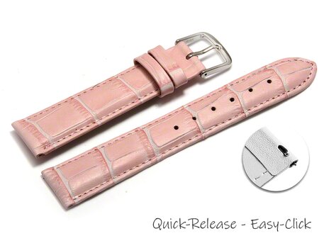 Schnellwechsel Uhrenarmband - echt Leder - Kroko Prgung - rosa - 12-22 mm