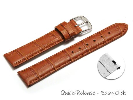 Schnellwechsel Uhrenarmband - echt Leder - Kroko Prgung - hellbraun - 12-22 mm
