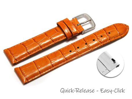 Schnellwechsel Uhrenarmband - echt Leder - Kroko Prgung - orange - 12-22 mm
