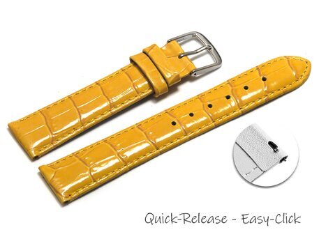 Schnellwechsel Uhrenarmband - echt Leder - Kroko Prgung - gelb - 12-22 mm