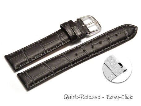 Schnellwechsel Uhrenarmband - echt Leder - Kroko Prgung - dunkelgrau - 12-22 mm