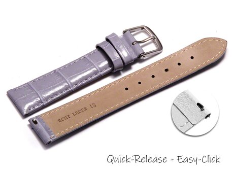 Schnellwechsel Uhrenarmband - echt Leder - Kroko Prgung - Flieder - 12-22 mm
