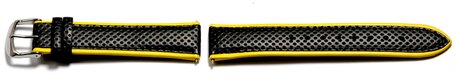 Correa para reloj Casio para WVQ-550LE,cuero negro con borde amarillo