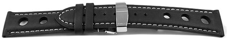 Correa reloj de cuero con hebilla de palanca Carrera negro 18mm 20mm 22mm