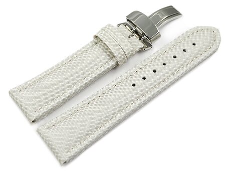 Correa reloj con cierre plegable de alta tecnologa Material textil ptico blanco 24mm Dorado