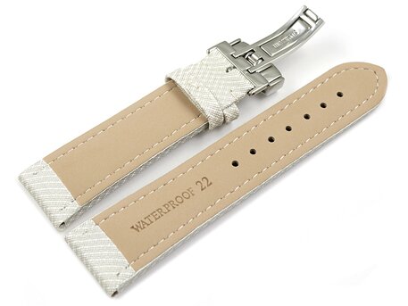 Correa reloj con cierre plegable de alta tecnologa Material textil ptico blanco 24mm Dorado