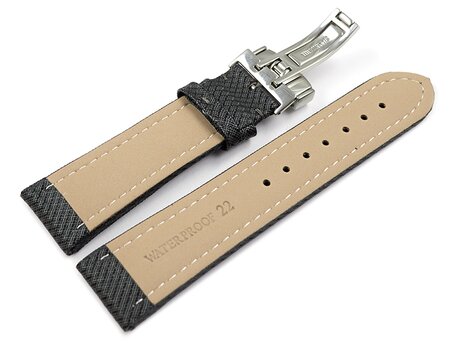 Correa reloj con cierre plegable de alta tecnologa Material textil ptico gris oscuro 18mm Acero