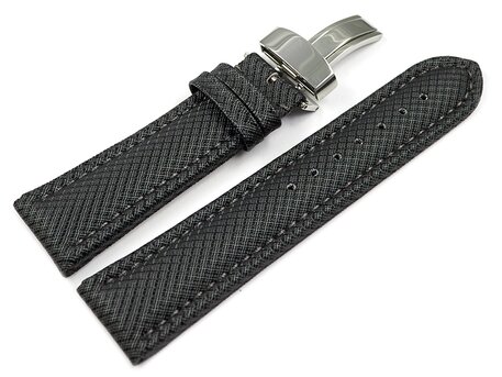Correa reloj con cierre plegable de alta tecnologa Material textil ptico gris oscuro 24mm Dorado
