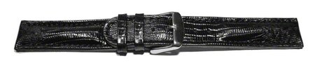 Correa reloj - Piel de ternera - estampado de tej - negro 24mm Negro