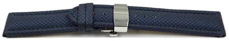 Correa reloj con cierre plegable de alta tecnologa Material textil ptico Azul 24mm Negro