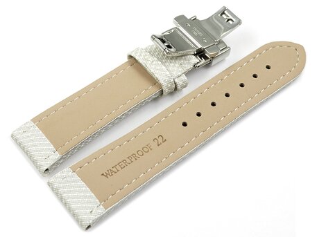 Correa reloj con cierre plegable de alta tecnologa Material textil ptico blanco 18mm Acero