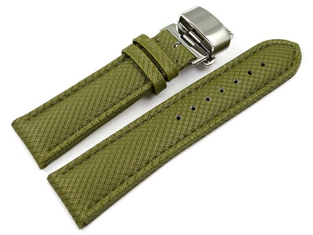 Correa reloj con cierre plegable de alta tecnologa Material textil ptico verde 24mm Negro