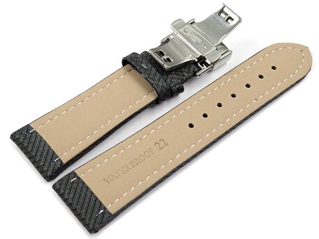 Correa reloj con cierre plegable de alta tecnologa Material textil ptico gris oscuro 18mm Acero