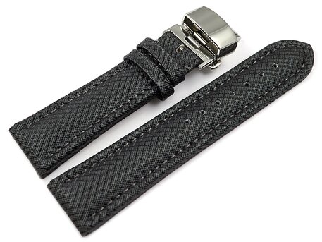 Correa reloj con cierre plegable de alta tecnologa Material textil ptico gris oscuro 24mm Negro