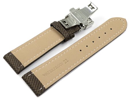 Correa reloj con cierre plegable de alta tecnologa Material textil ptico marrn 18mm Acero