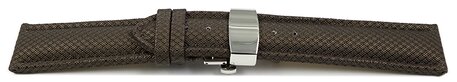 Correa reloj con cierre plegable de alta tecnologa Material textil ptico marrn 24mm Negro