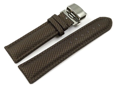 Correa reloj con cierre plegable de alta tecnologa Material textil ptico marrn 24mm Negro