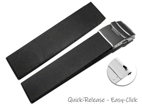 Correa reloj -Silicona-Lisa-Deployante de seguridad -negro 18mm