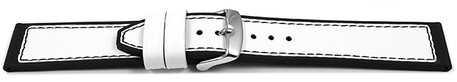 Uhrenarmband Silikon-Leder Hybrid  wei-schwarz 18mm 20mm 22mm