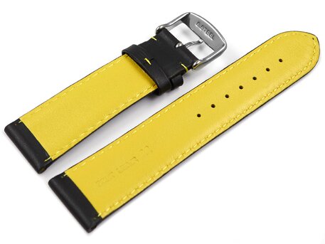 Uhrenarmband Leder gelocht Two-Colors schwarz-gelb 18mm 20mm 22mm