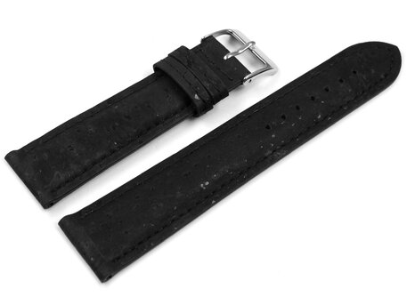 Veganes Uhrenband leicht gepolstert Kork schwarz 14mm 16mm 18mm 20mm 22mm
