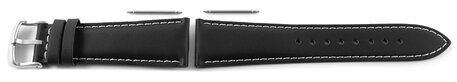 Correa para reloj Casio para EF-509L-1AV, cuero, negro, costura blanca