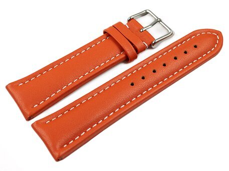 Uhrenarmband echt Leder glatt orange wN 18mm Stahl