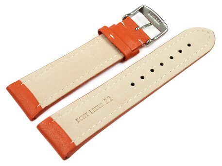 Uhrenarmband echt Leder glatt orange wN 18mm Stahl