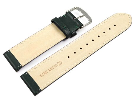 Uhrenarmband dunkelgrn glattes Leder leicht gepolstert 12-28 mm