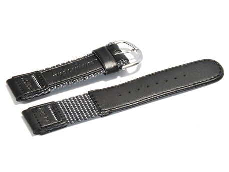 Correa para reloj Casio para W-94HF-8AV, Textil/Cuero, negro/gris oscuro