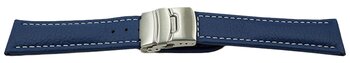 Faltschliee Uhrenband Leder genarbt blau wN 18mm 20mm...