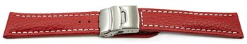 Faltschliee Uhrenband Leder genarbt rot wN 18mm 20mm...