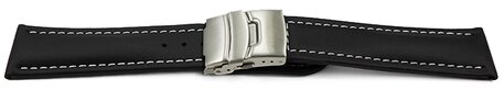 Faltschliee Uhrenband Leder Glatt schwarz wN 18mm 20mm 22mm 24mm 26mm