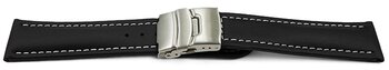 Faltschliee Uhrenband Leder Glatt schwarz wN 18mm 20mm...