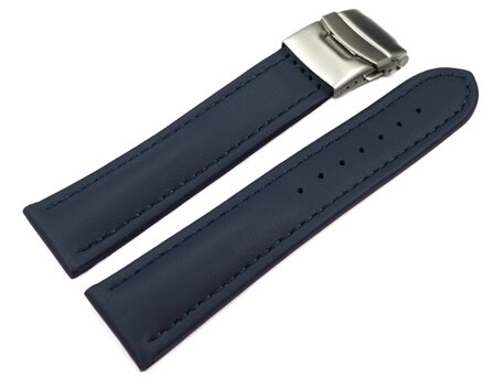 Faltschliee Uhrenband Leder Glatt dunkelblau 18mm 20mm 22mm 24mm 26mm