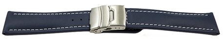 Faltschliee Uhrenband Leder Glatt dunkelblau wN 18mm 20mm 22mm 24mm 26mm