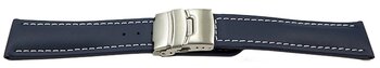 Faltschliee Uhrenband Leder Glatt dunkelblau wN 18mm...