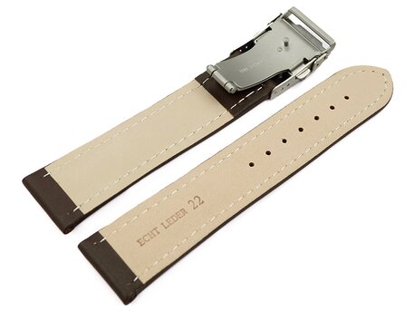 Faltschliee Uhrenband Leder Glatt dunkelbraun wN 18mm 20mm 22mm 24mm 26mm