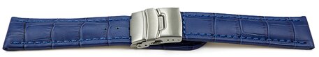 Faltschliee Uhrenarmband Leder Kroko blau 18mm 20mm 22mm 24mm 26mm