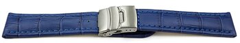 Faltschliee Uhrenarmband Leder Kroko blau 18mm 20mm 22mm...