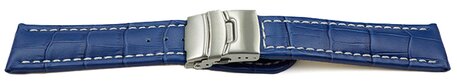 Faltschliee Uhrenarmband Leder Kroko blau wN 18mm 20mm 22mm 24mm 26mm